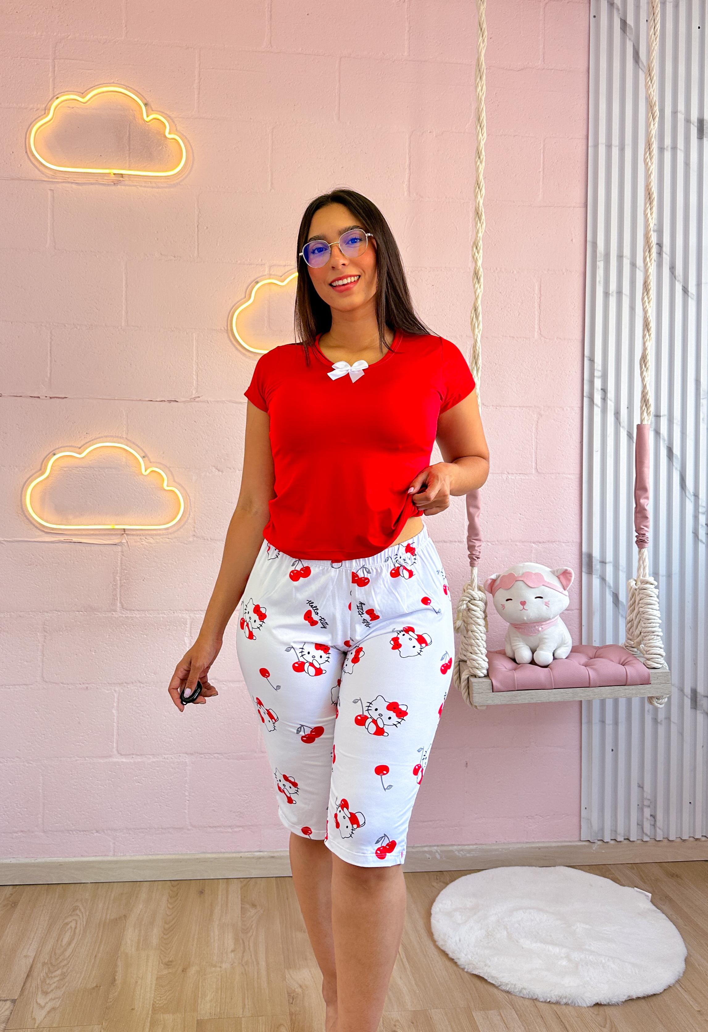 Pijama de capri con estampado sublimado con camisa