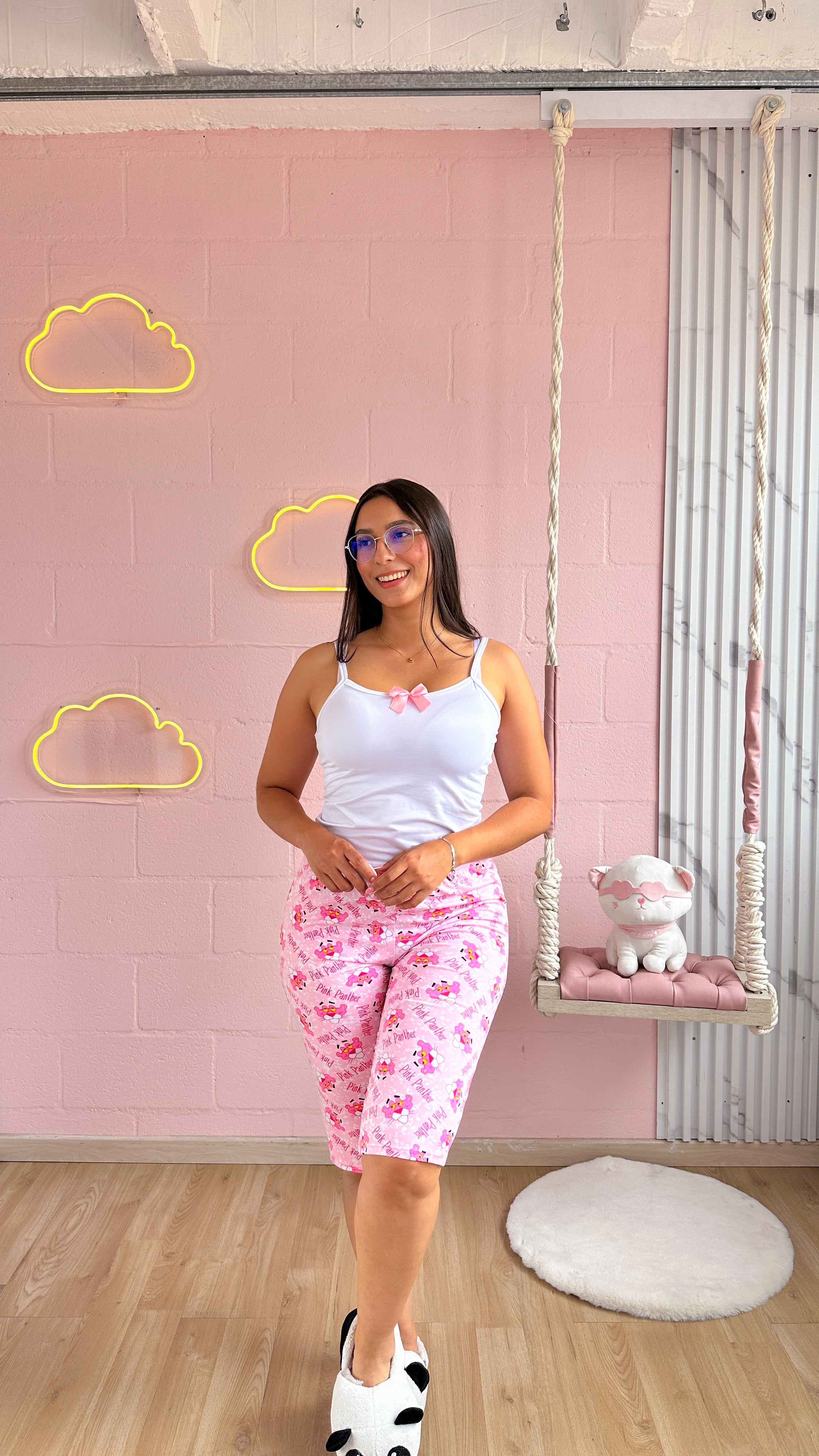 Pijama de capri con estampado y blusa de tiras