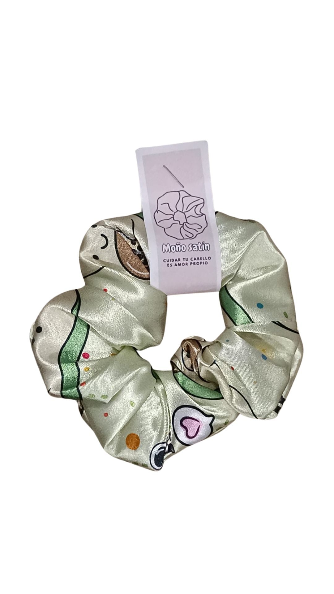 Scrunchie en satin estampado