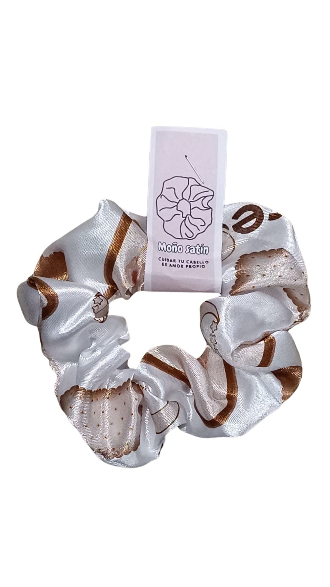 Scrunchie en satin estampado
