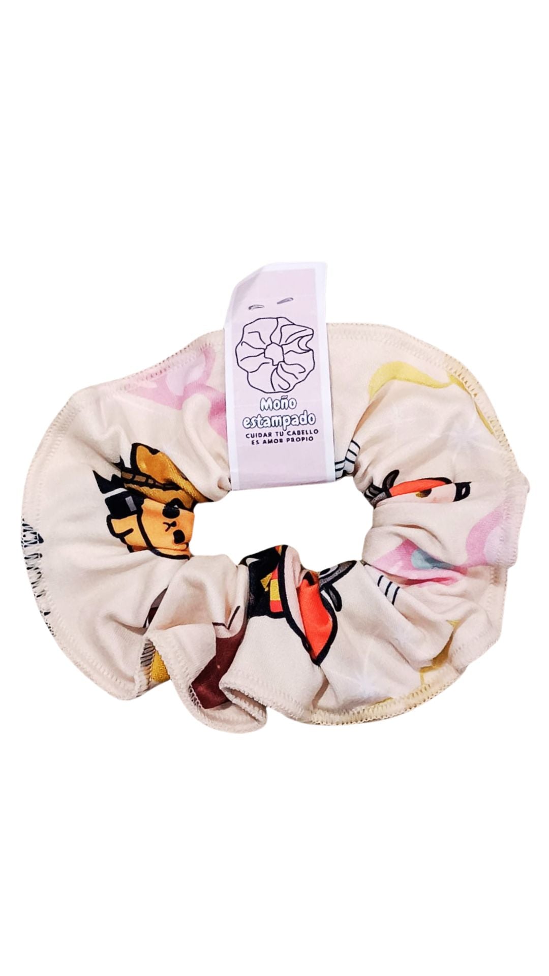 Scrunchie piel de durazno en estampado