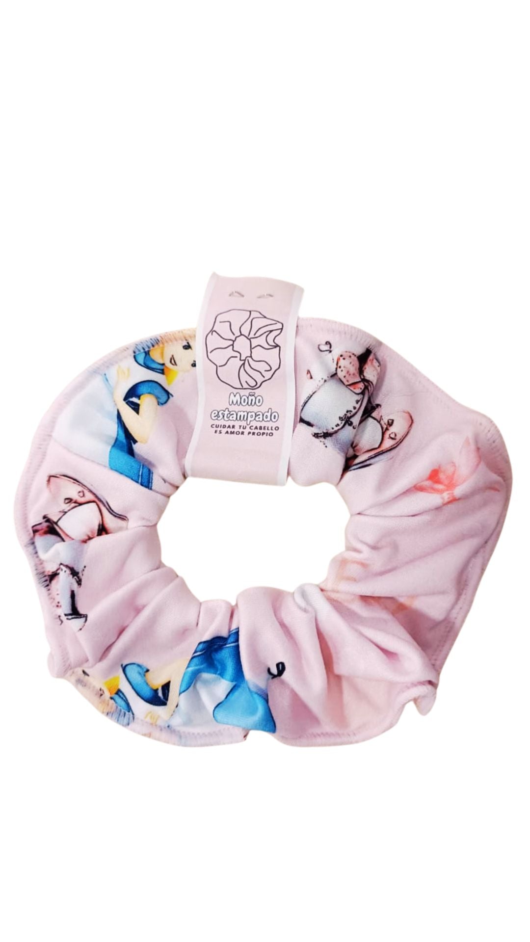 Scrunchie piel de durazno en estampado